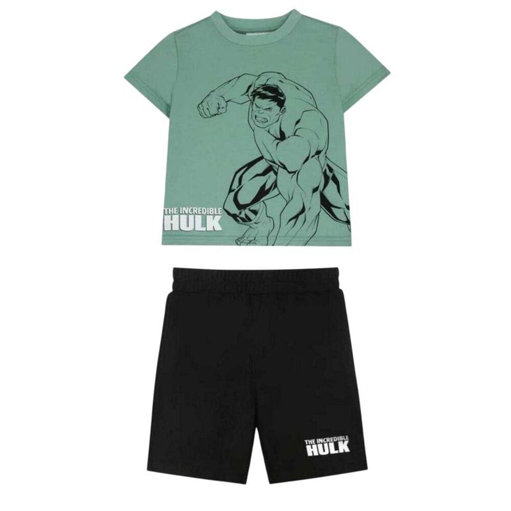 Hulk Childrens/Kids Logo Printed Top & Bottom Set / Green